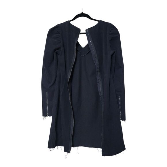 500 Maison Cinqcent S Dress Black Denim Distressed Destroyed Raw Grunge Punk - Picture 7 of 9